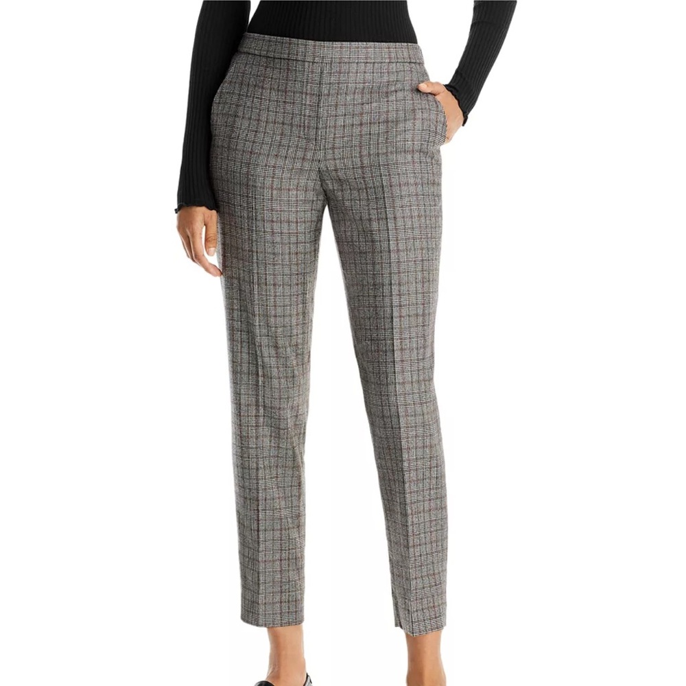 Theory Treeca Plaid Wool Straight Crop Pants Career Casual Sz 8